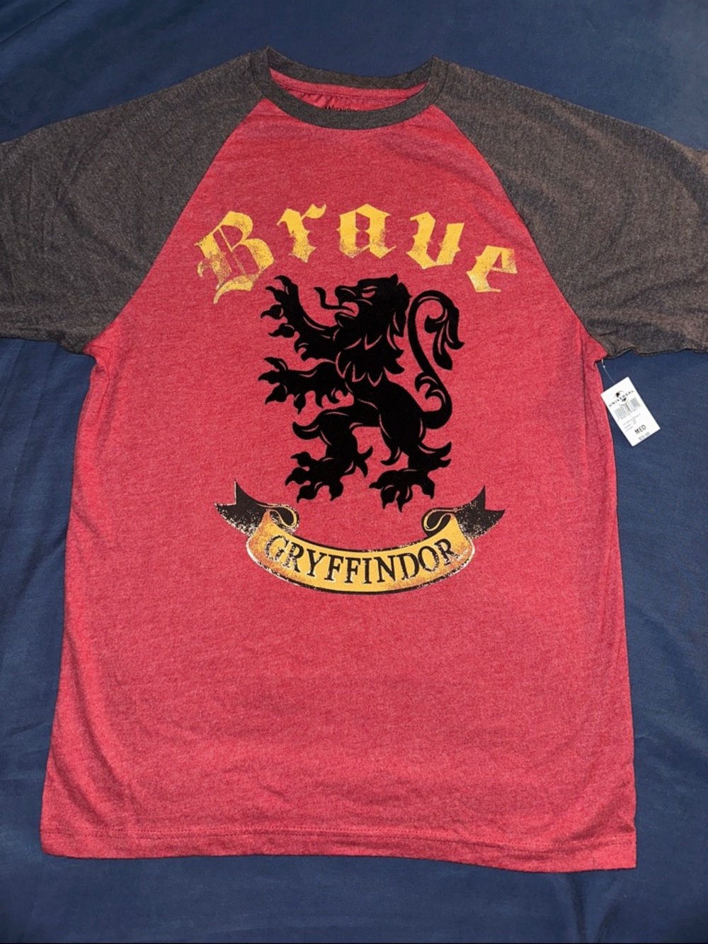 Brave Gryffindor Raglan Tee - Red with Charcoal Sleeves